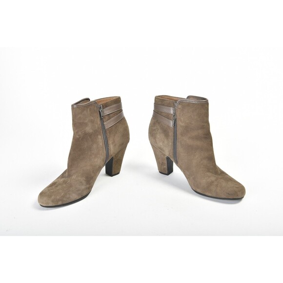 Sofft Brown Side Faux Buckle Zip Up Suede Leather Bootie Size 8M - Picture 2 of 5